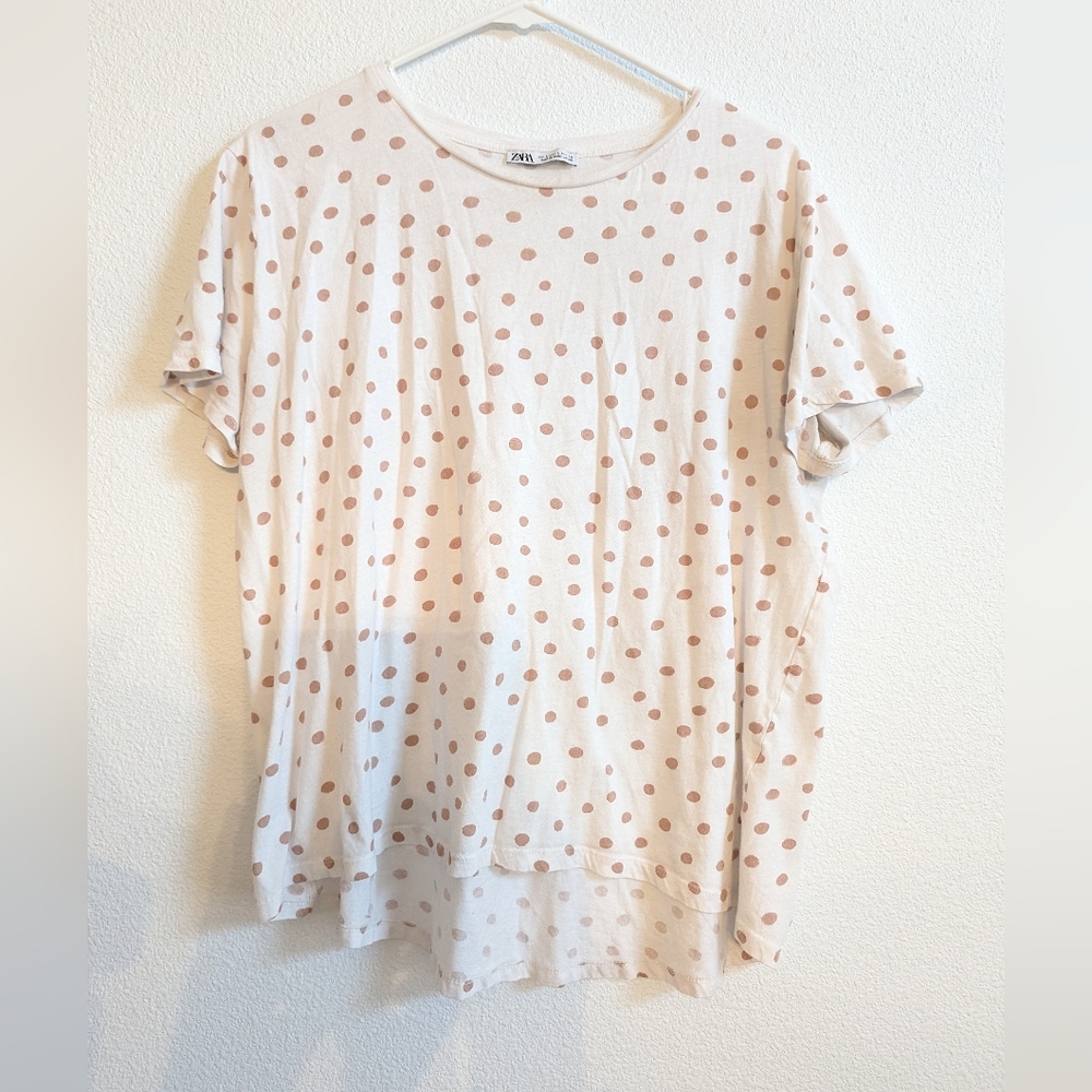 Zara Cream Polka Dot Women's Large Top